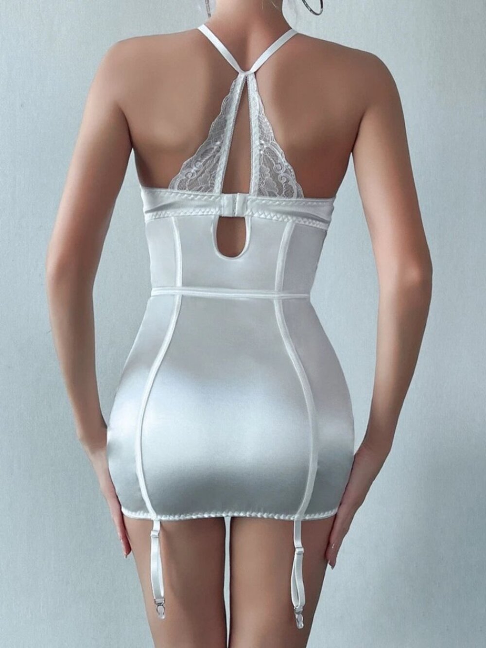 Sexy Backless Lingerie Floral Lace Sleepwear Nightdress See-Thru Babydoll Set - Picture 5 of 13
